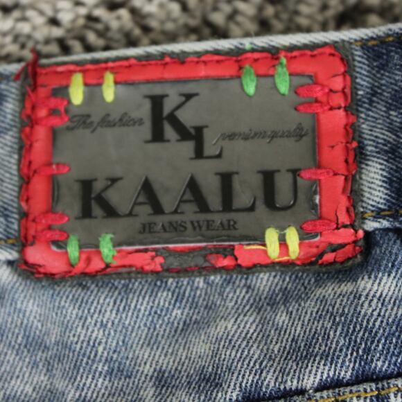 KAALU Distressed Straight Leg Jeans Men’s 38 Blue Denim Ripped - Picture 9 of 11